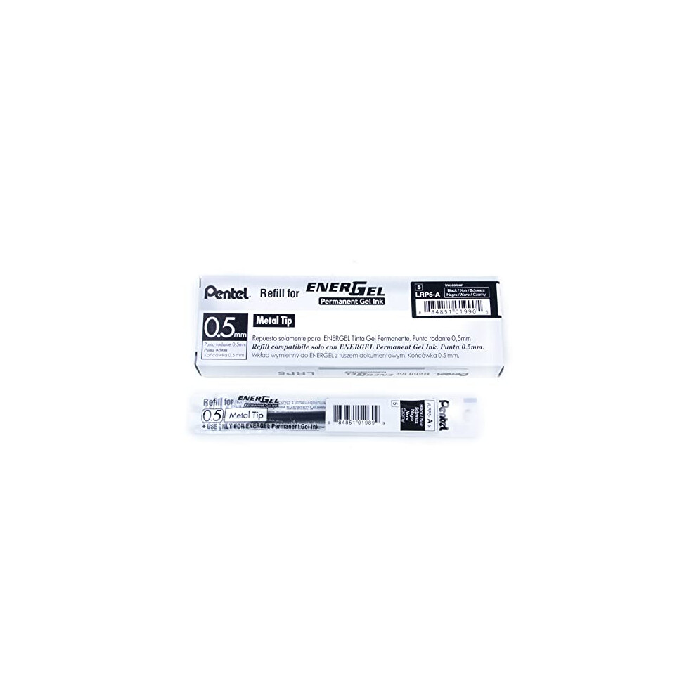 Pentel 0.5 Mm Energel Permanent Ink Refills - Ink (Pack Of 12 Refills), Lrp5-Ax Black