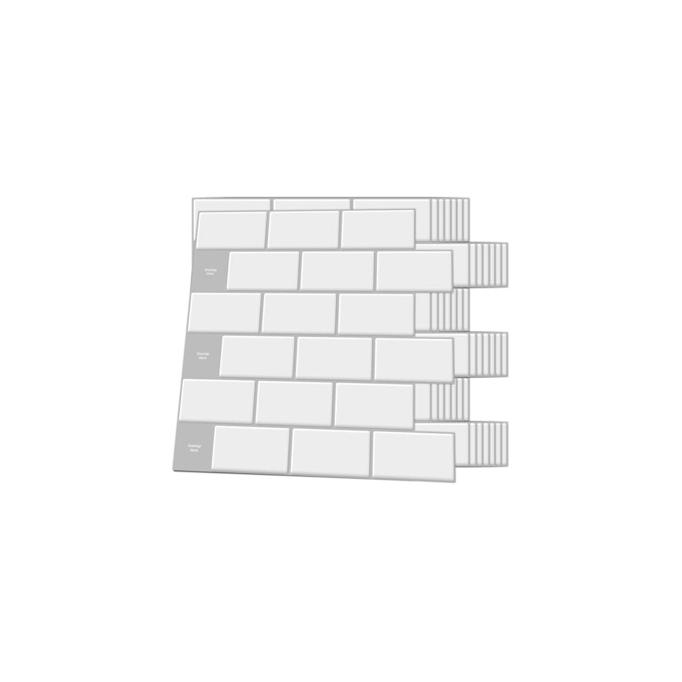 Art3d White/Gray Backsplash Tile For Kitchen Peel And Stick, 10-Sheet Stick On Subway Tiles For Kitchem, Bathroom Back Splashes, 12"X12", With Grout,