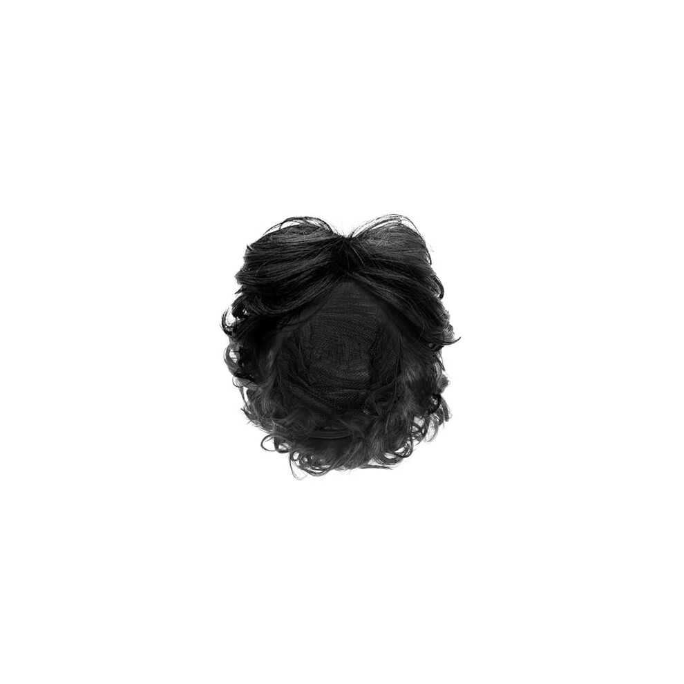 Mivaiun Unisex Black Wigs Mens Short Curly Fluffy Cosplay Halloween Character Costume 70S 80S Disco Dude Wig Layered Curly Afro Shaggy Wig Handsome Men's Daily