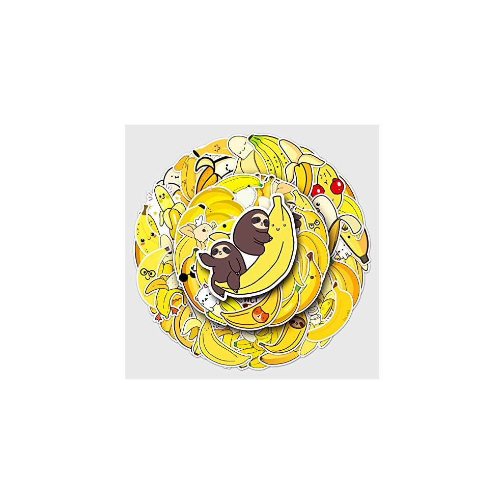 50Pcs Banana Stickers Laptop Car Scrapbook Phone Skateboard Suitcase Luggage Bike Banana Stickers Vinyl Waterproof Aesthetic Personalised Stickers for
