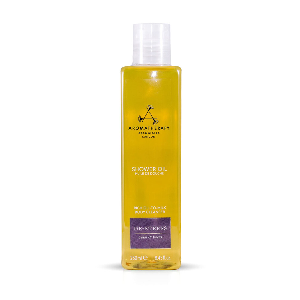 Aromatherapy Associates De-Stress Mind Shower Oil 250 Ml. Calm & Focus With Our Comforting, Therapeutic Essential Oil Blend Of Frankincense, Petitgrain & Wild Camomile.
