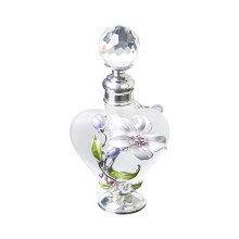 Retro Crystal Perfume Bottle, Refillable Perfume Bottle Flower Heart Shape Glass Empty Container for Fragrance Restoring, Dresser Table Decor, Holiday