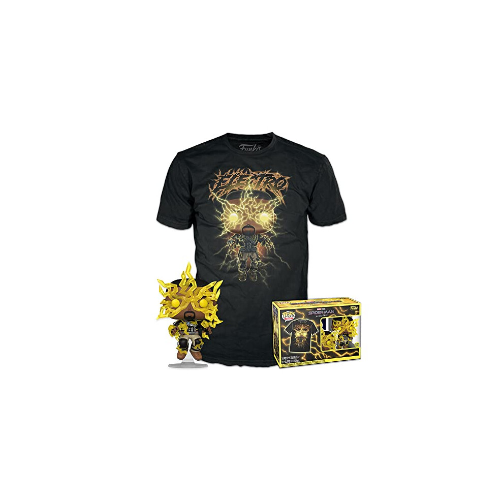 POP! & Tee: Spider-Man: NWH - Electro - Glow In the Dark - Medium - Marvel - T-Shirt - Clothes With Collectable Vinyl Figure - Gift Idea - Toys and