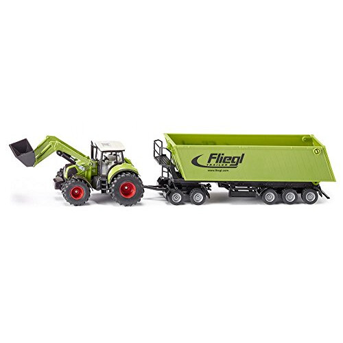 Traktor med frontlæsser, trailer og tipvogn