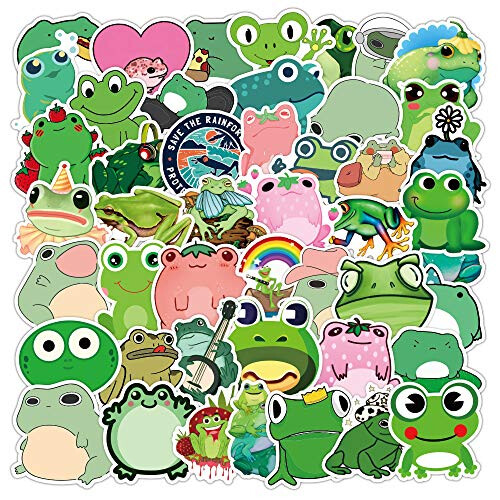 50Pcs Cute Frog Stickers Water Bottles Laptop Hydroflasks Phone Guitar ...