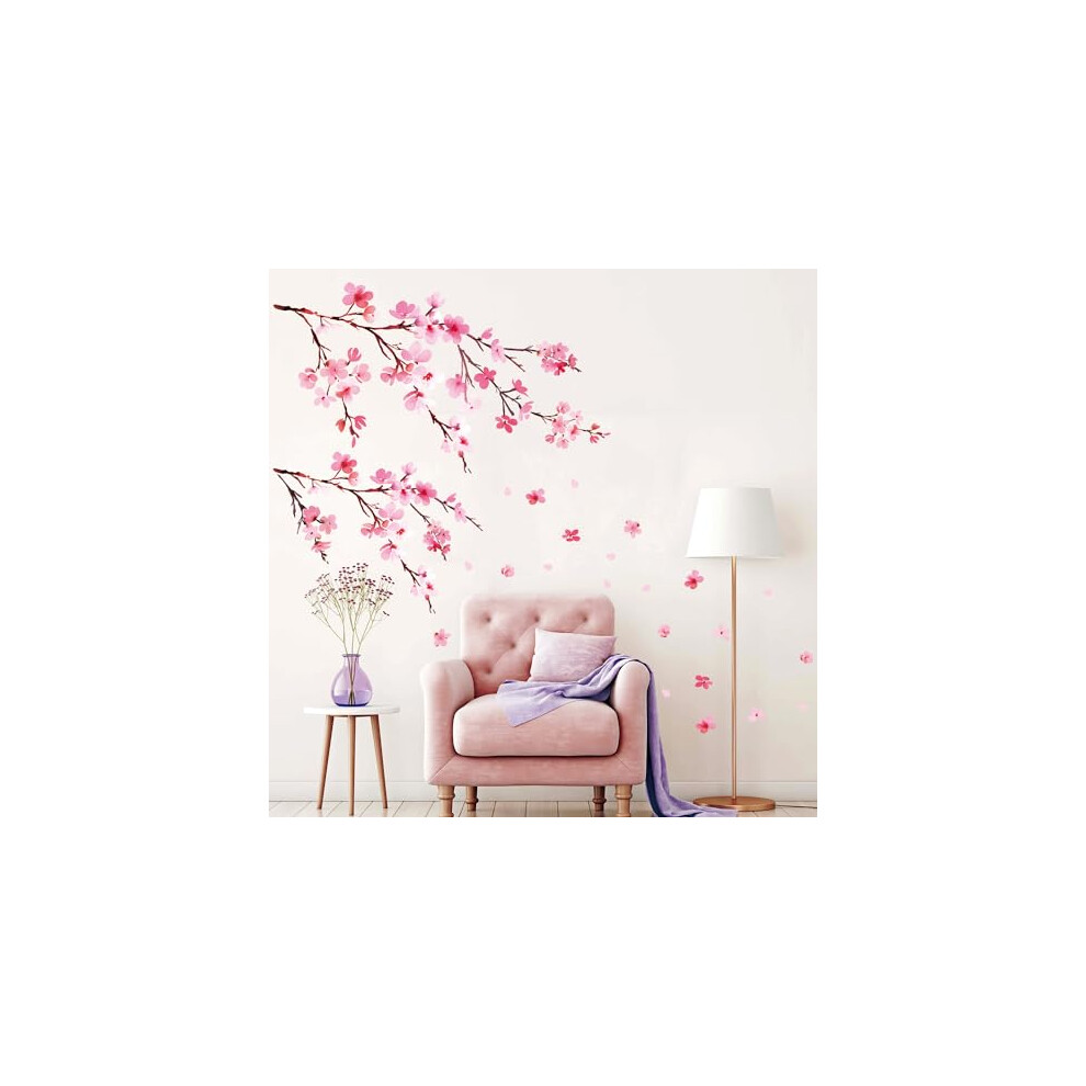 DS6-1903 Cherry Blossoms Flowers Wall Art Stickers Sakura Branches Floral Wall Decals Removable Decorations Poster Bedroom Living Room