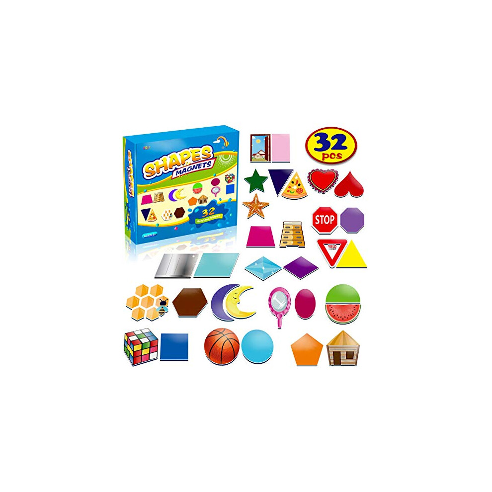 32 Shape and Color Magnets with Real World Objects for Comparison & Associative Memory, Perfect for Preschool Learning