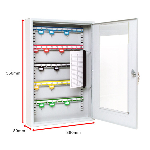 KC50HD 50-Hook Cabinet with Perspex Window for Easy Visual Check Adhustable hoo Rails, Tags Identification Chart. Secure Lock with 2 Keys. All Wall 2