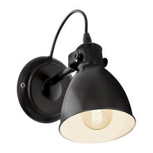 Priddy vintage/ industrial design wall lamp, steel retro wall spotlight, black and white, E27 socket