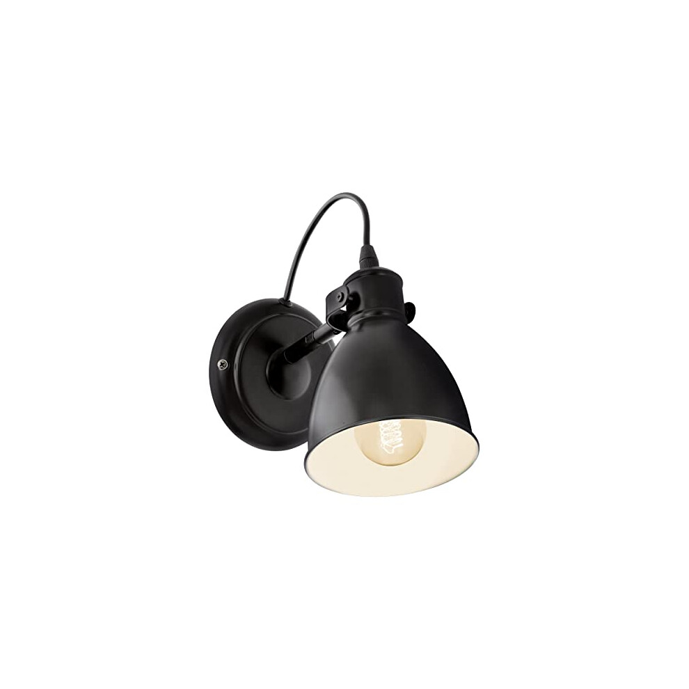 Eglo Priddy Vintage/ Industrial Design Wall Lamp, Steel Retro Wall Spotlight, Black And White, E27 Socket