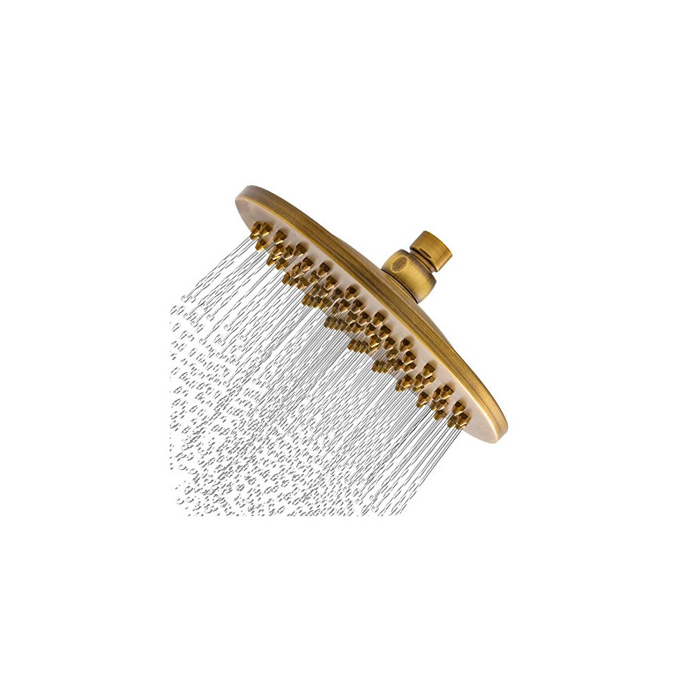 Antique Brushed Brass Round Fixed Shower Head 8 Inch Rainfall Shower Heads with Filter Suitable for Bathroom Shower Easy Installation with Swivel G1/2
