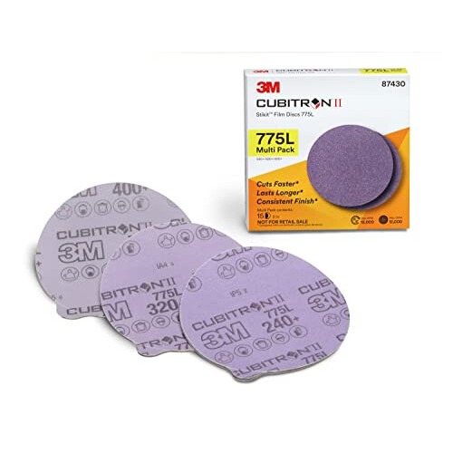 Stikit Disc 775L, 87430, Multi Pack, 5 in x NH, 240+, 320+, 400+ Coating Cut Cutting Angle Flute Purple