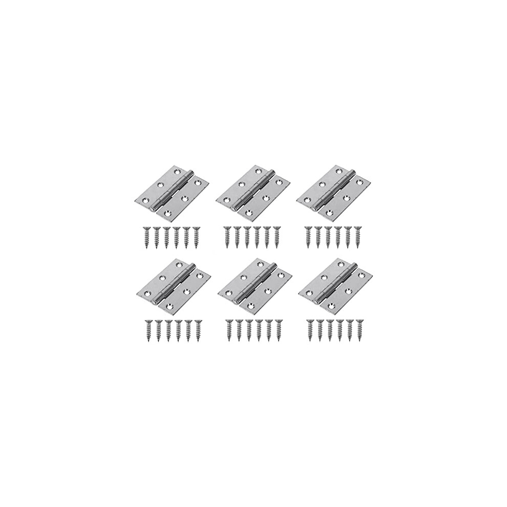 Terf Silver 6 Pcs Zinc Plated Steel Butt Hinges 75Mm Door Butt Hinges Folding 75Mm [3 Inch] For Home Furniture Bathroom Cabinet Window Internal