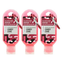 Palm Safe Candy Cane 3 Pack 60ml Anti Bacterial Premium Hand Sanitiser Travel Size Refillable Clip Bottle Quick Drying Non Sticky Extra Moisturising