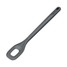 E980225 Slotted Square Mixing Spoon, Sustainable Wheat Straw/Nylon, Spoon for Cooking and Stirring, Heat Resistant Silicone Head, Beluga Grey, 30cm x