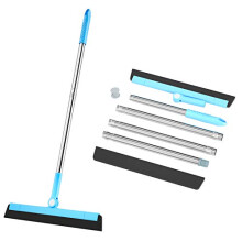 Floor Squeegee, Water Squeegee Window Cleaner Mop Wiper 4 Parts Handle Total Length 59” with Two Replacement Squeegees Perfect for Clean Water,