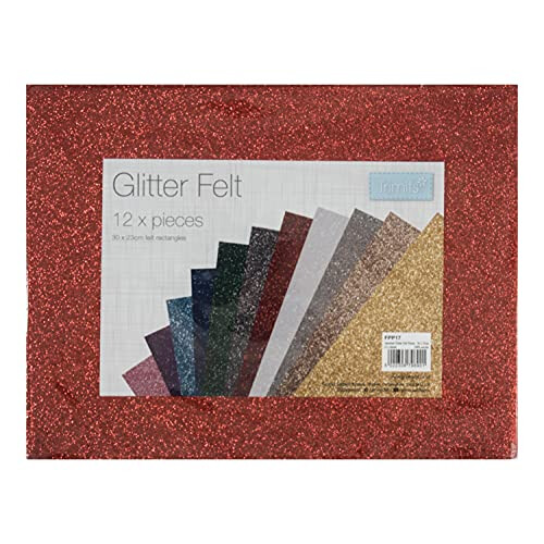 Glitter Acrylic Crafting Felt Pack, Assorted Colours A, 30 x 23cm 1