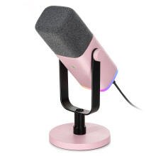 Gaming XLR/USB Microphone, Streaming Dynamic PC Microphone for Recording/Podcast/YouTube Video, RGB Mic with Headphones Jack, Gain Knob, Compatible