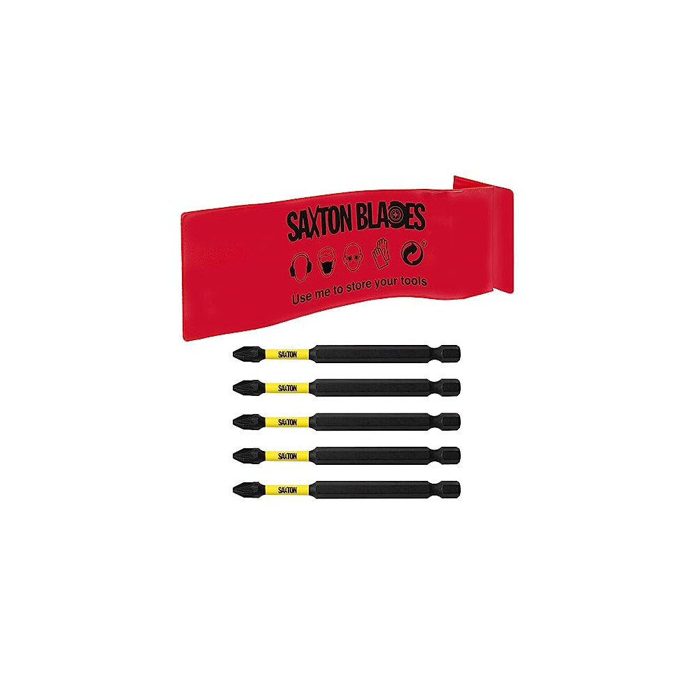 5X Saxton Pz2 89Mm Long Magnetic Impact Duty Pozi-Drive Screwdriver Drill Driver Bits For Dewalt Milwaukee Bosch Makita Etc 5060611241099