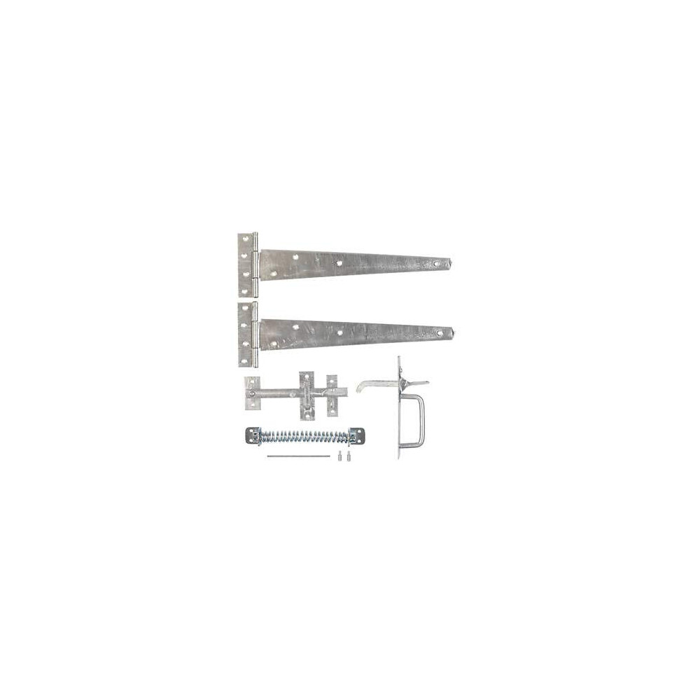 Hardware Solutions - Suffolk Gate Latch Kit - 152Mm Latch With 14" Tee Hinges Pair And 8" Gate Spring Closer - Galvanised - Fixings Included - 5034344212947