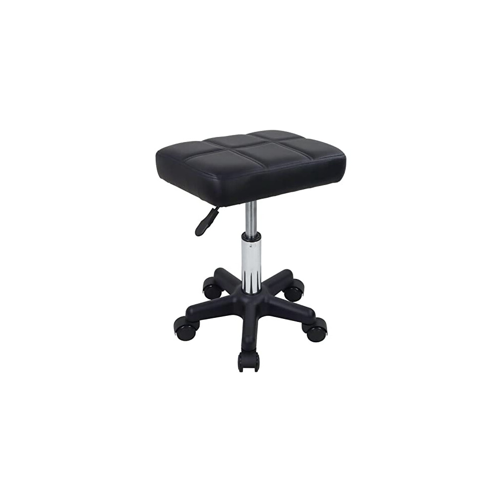 Rectangle Rolling Stool with Wheels Swivel Stool Chair Spa Stool for Salon Massage Home Kitchen Black