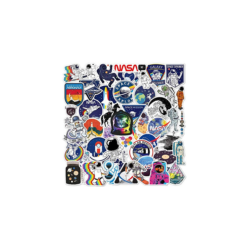 Dtmefj 100Pcs Nasa Space Explorer Stickers Pack,Astronaut Spaceman Spacecraft Universe Planet Graffiti Decals,Cute Space Explorer Vinyl Stickers For Water