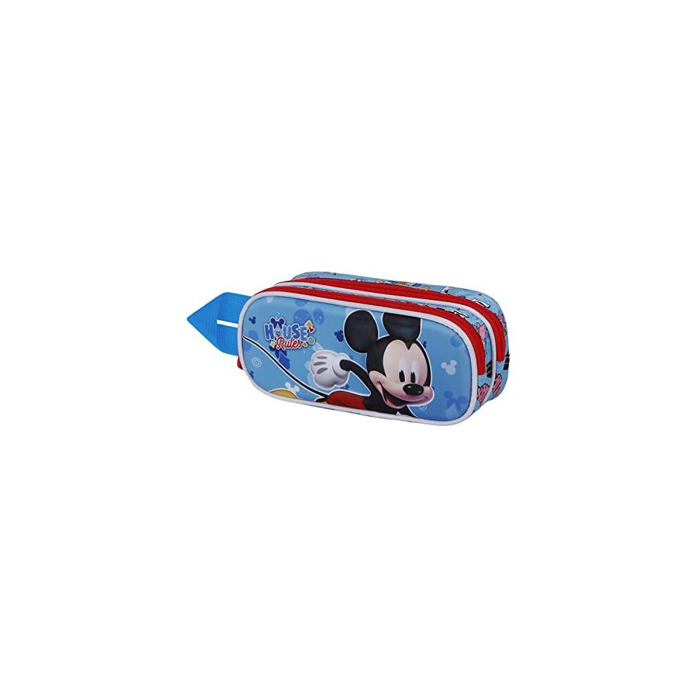 Mickey Mouse House-3D Double Pencil Case, Blue, 22 x 9.5 cm