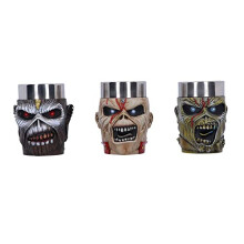 Iron Maiden Eddie Shot Glass Set, 9cm, Resin w. Stainless Steel, Multi Coloured, Officially Licensed Iron Maiden Merchandise, Eddie Shot Cup Set, Cast