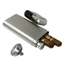 Alcohol Pocket Bottle with Cigar Case, Travel Cigar Case Stainless Steel Cigar Tube with Hip Flask