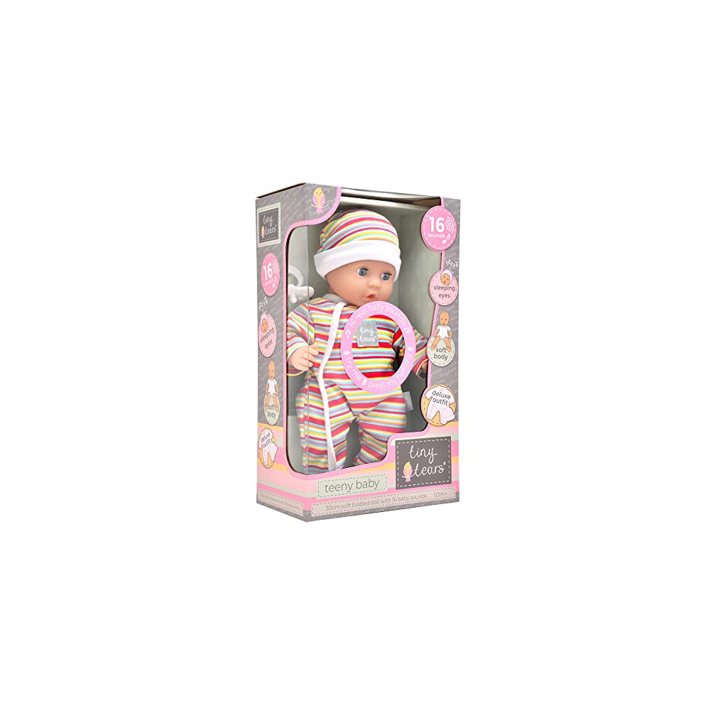 | Tiny Tears - Teeny Baby - 30cm soft bodied doll with 16 interactive sounds: One of the UK's best loved doll brands! | Nurturing Dolls | Ages 10m+