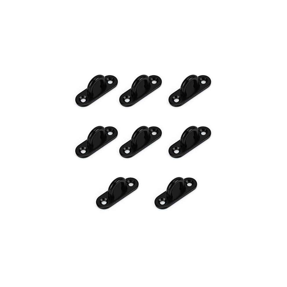 8 Pack Of Black M5 Stainless Steel Pad Eye Plate Hooks - Heavy Duty U-Shaped Wall/Ceiling Mount Rectangle Staple Hook 50 X 15Mm - Holds Up To 40Kg - 5060912647316