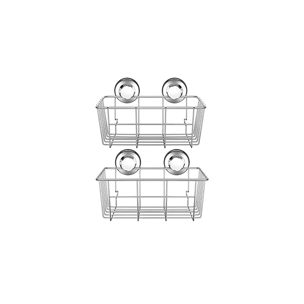 Suction Shower Caddy Shower Organiser Basket Shelf with Super Strong Suction Cups, Bath Organizer Kitchen Storage Basket for Gel Holder Bathroom