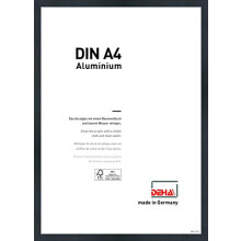 A4 Photo Frame Aluminium A4 Picture Frame 21x29.7cm with Protective Plastic Glazing and Push and Turn Clips - Tribecca Frosted Black