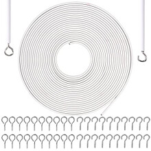 Net Curtain Wire 10 Metre Length with 20 Eyes 20 Hooks White Hanging Cord Kit Multipurpose Wire Cord for Hanging Net Curtain Photos Crafts