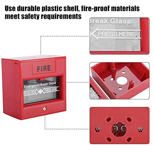 Pomya Red Sign Emergency Stop Switch,Emergency Exit Fire Alarm Button Release Security Glass Break Alarm Switch for Exit Doors Emergency Doors 2