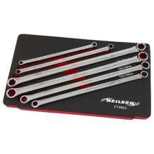 6pcs Extra Long Aviation Spanner Set with Extractor Ends to Remove Rusted or Damaged Nuts and Bolts 8-19mm