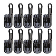 10Pcs Black 5# Zippers Replacement Reversible Pulls Sliders Zips with U-Shape Stop Kit for Outdoor Tents 37x12mm