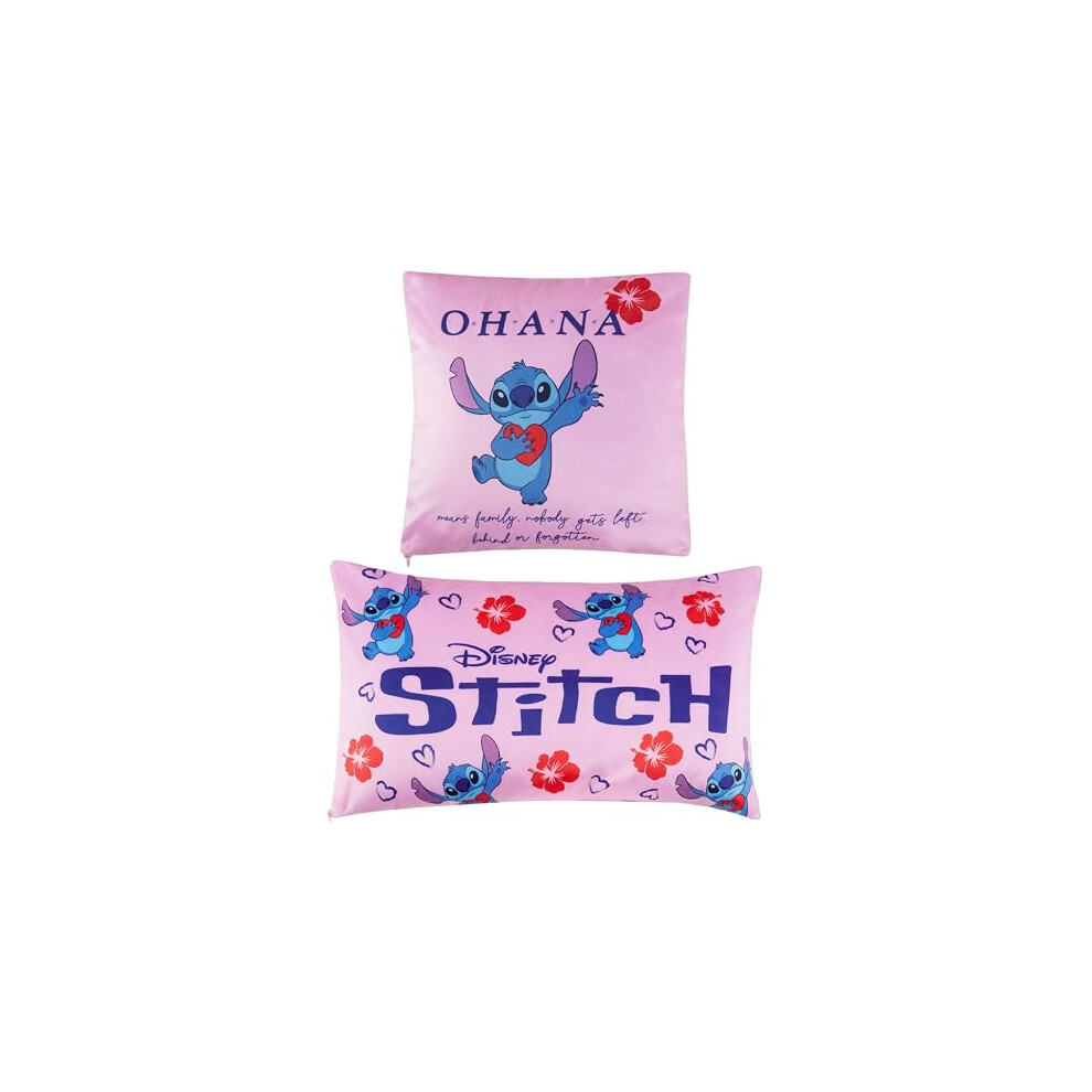 Stitch Cushion Covers - Set of 2 Home Decor 50 x 30cm and 35 x 35cm Women Teenagers Kids Cushions - Stitch Gifts (Pink Stitch)