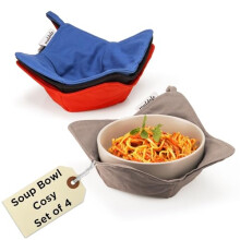Hot Bowl Holder for Soup - Microwave Bowl Hugger Cozy Set of 4 Machine Washable - Dish Cosy Heat Resistant - Bowl Cozies