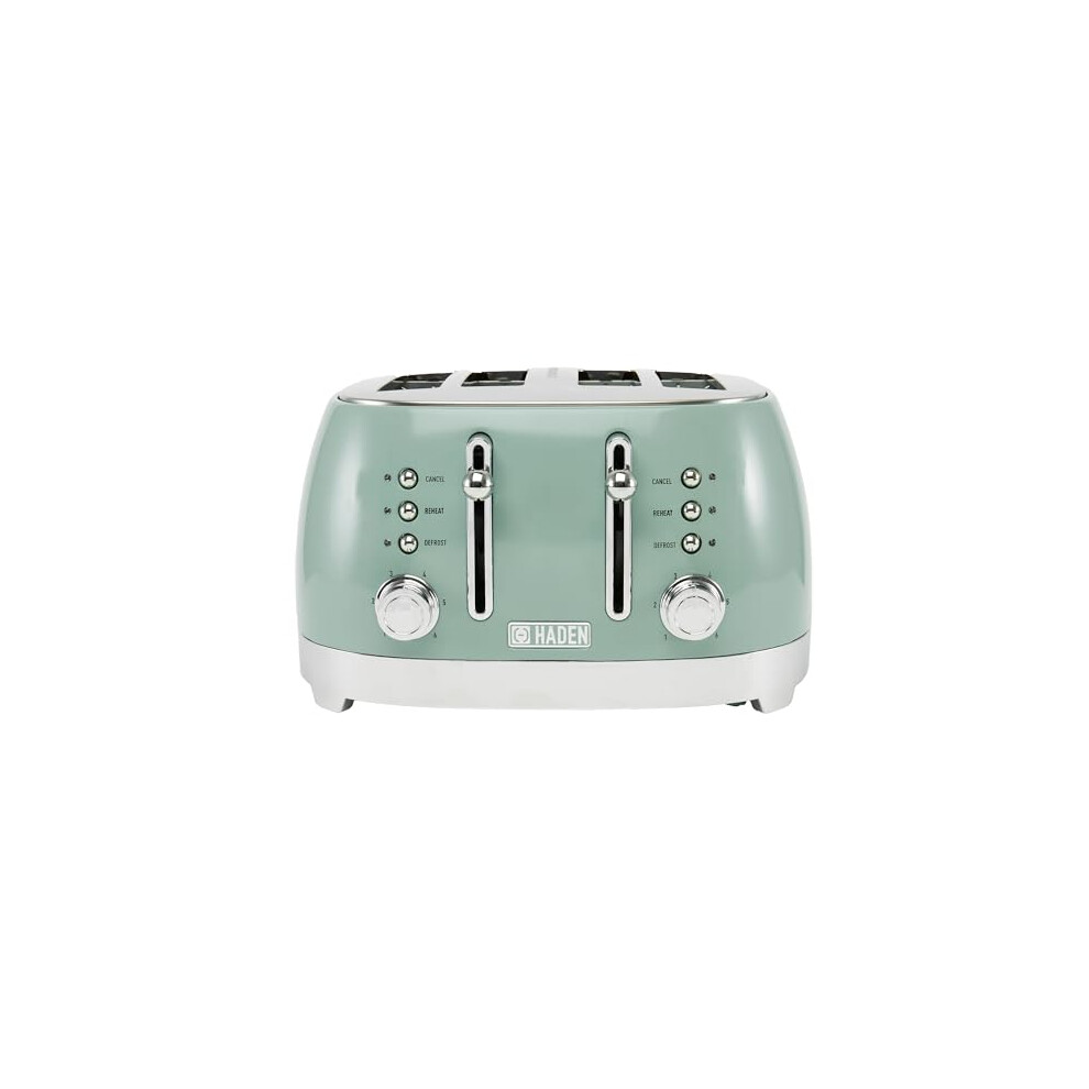 Bristol Green 4 Slice Toaster - Extra Wide Slots, Dual Browning Control, Stainless Steel Housing With Sage Green Finish, For All Toast Preferences