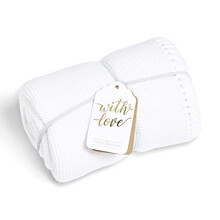 Organic Knitted Cellular Baby Blanket, Lightweight & Breathable 75x75cm Blanket, Linen