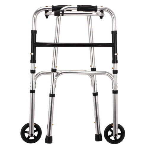 Folding Lightweight Aluminium Walking Frame/Zimmer/Walker with 2 Wheels - Adjustable Height 1
