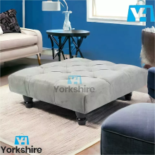 (Steel) Chesterfield Upholstered Pouffe Stool 60x60x25cm