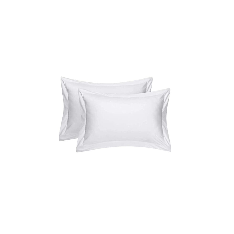 Egyptian Cotton 200 Thread Count 2 Pack Oxford Pillow Cases (White)