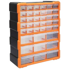 Wall-Mounted Hardware and Craft Storage Cabinet Drawer Organiser, 39 Drawers, Black, 6' D x 14.5' W x 18' H