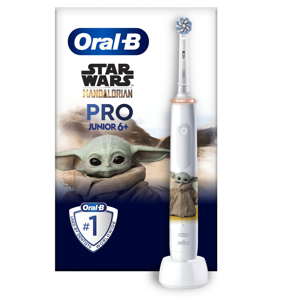 Pro Junior Kids Electric Toothbrush, Gifts For Kids, 1 Star Wars Mandalorian Handle, 1 Toothbrush Head, 3 Modes With Kid-Friendly Sensitive Mode, For