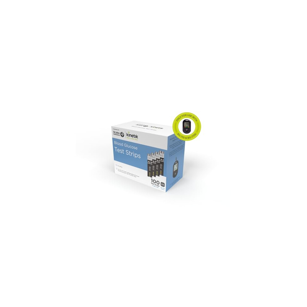 Blood Glucose Test Strips for BG-710 and BG-710b Glucose Monitors only (Pack of 100) – in Association with St John Ambulance – Test Strips