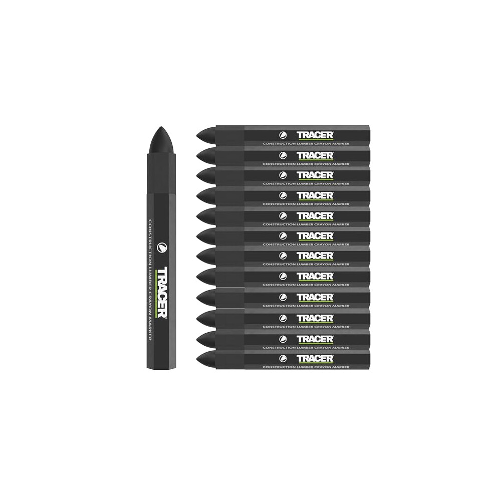 Construction Lumber Crayon Markers, Pack Of 12 - Black. 12 X Black Multi Surface Marking Crayons 5060668272619