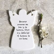 Porcelain Sentimental Angel with Words, Hanging Plaque, Thinking of You Gift, Hanging Porcelain Gift, Porcelain Keepsake