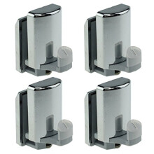 Set of 4 Chrome Shower Door Lower Hooks/Rollers/Pulleys/Runners